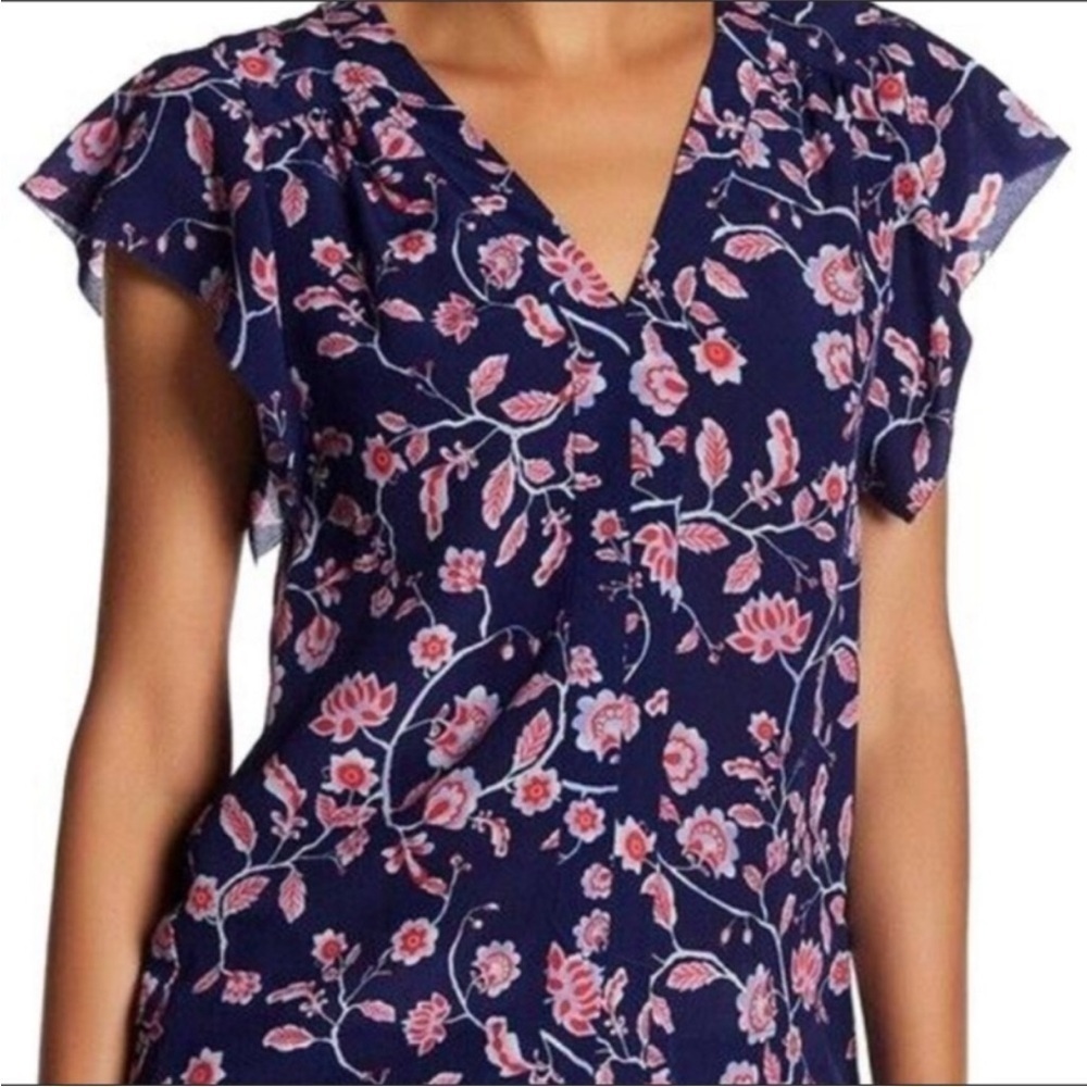 Rebecca Taylor silk Navy Floral Mini Dress size 2 - Picture 5 of 9